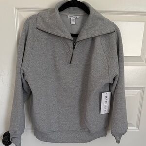 Athleta Gray Zip-Up Sweater/sweatshirt